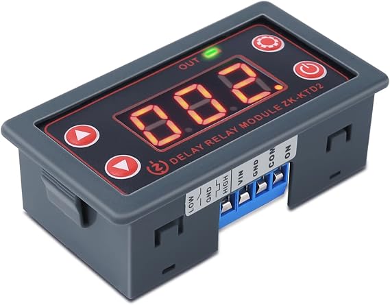 Timer Relay, Icstation Delay Relay DC 5V-30V Time Delay Switch 12V 24V 10A Programmable Relay Switch Module LED Display Digital Time Cycle 0.1s-999mins ON-Off Control for Light Water Pump Engine