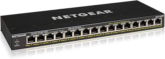 NETGEAR 16 Port PoE Gigabit Ethernet Unmanaged Network Switch (GS316PP)