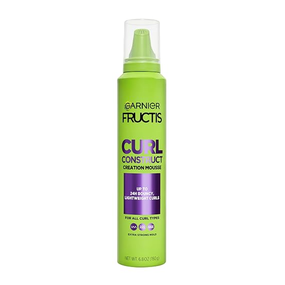 Garnier Fructis Curl Construct Creation Mousse, Curl Activator Provides Frizz Control, Long-Lasting Hold, and No Weigh-Down for Curly, Wavy, and Coily Hair, 6.8 oz (Packaging May Vary)