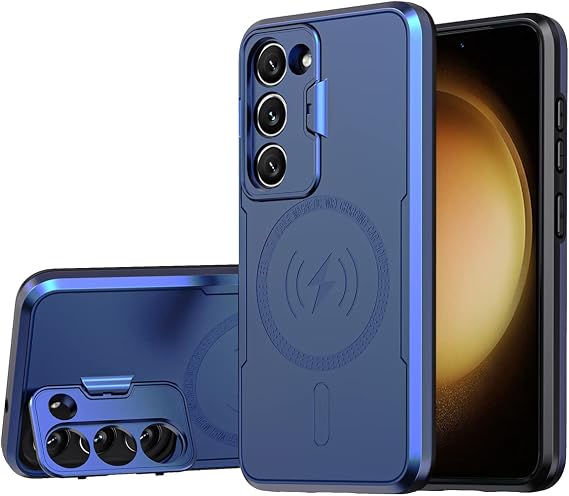 Galaxy S23 5G Case,Designed for Samsung S 23 23S Phone Cases with Camera Lens Protector,Built-in Camera Ring Stand Kickstand,Grade Heavy Duty Shockproof Cover for 23S Women Men 6.1in Blue