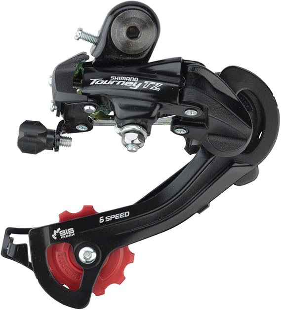 RD-TZ500 Tourney Rear Derailleur, Bracket Included, Red, 6 Speed | rear-bike-derailleurs
