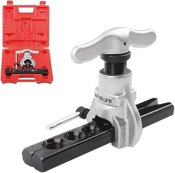 Wostore Eccentric Flaring Kit, 7 Dies 3/16"-3/4" 45° Copper Pipe HVAC | 7 eccentric cone dies: 3/16"-3/4". 45° professional flaring tool for copper pipe. HVAC, refrigeration & plumbing work.