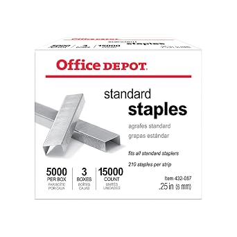 Office Depot Standard Staples, 1/4in., Pack of 3 Boxes, 0