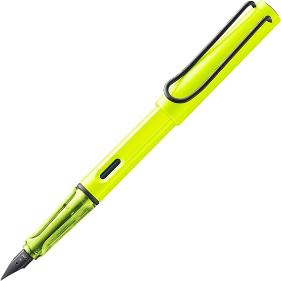 LAMY safari neonyellow - Fountain Pen with ergonomic grip & polished steel nib in size EF - ideal for any Writing & Calligraphy - including LAMY T 10 blue cartridge - Right-Handed