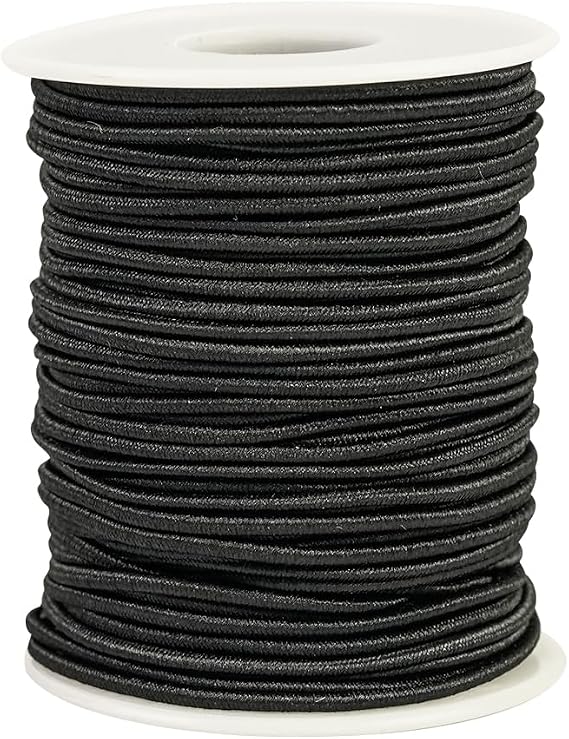 3/32 Inch Black Bungee Cord Roll, 100 Feet Heavy Duty Elastic Shock Cord Nylon Stretch String Kayak Bungee Rope for DIY Crafting Sewing, Tie Downs, Hair Ties (Black, 3/32 inch x 100 ft)