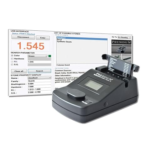 Presidium Refractive Index Meter II (PRIM II) Digital Gemstone Tester | Wide Range 1.0003.000 RI Measurement for Diamonds, Moissanite & Gem Identification | No RI Liquid Needed, Desktop Jewelry Tool