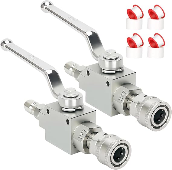2-Pack Pressure Washer Ball Valve, 3/8" Quick Connect, 4500 PSI Valve