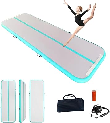 YUJIA Inflatable Gymnastics Mats For Tumbling Track, Home & Outdoor Training, Air Track Tumbling Mat With Air Blower & Carry Bag, Multiple Sizes 10FT13FT16.4FT20FT Ideal For Yoga, Cheer & Practice Easy Inflation
