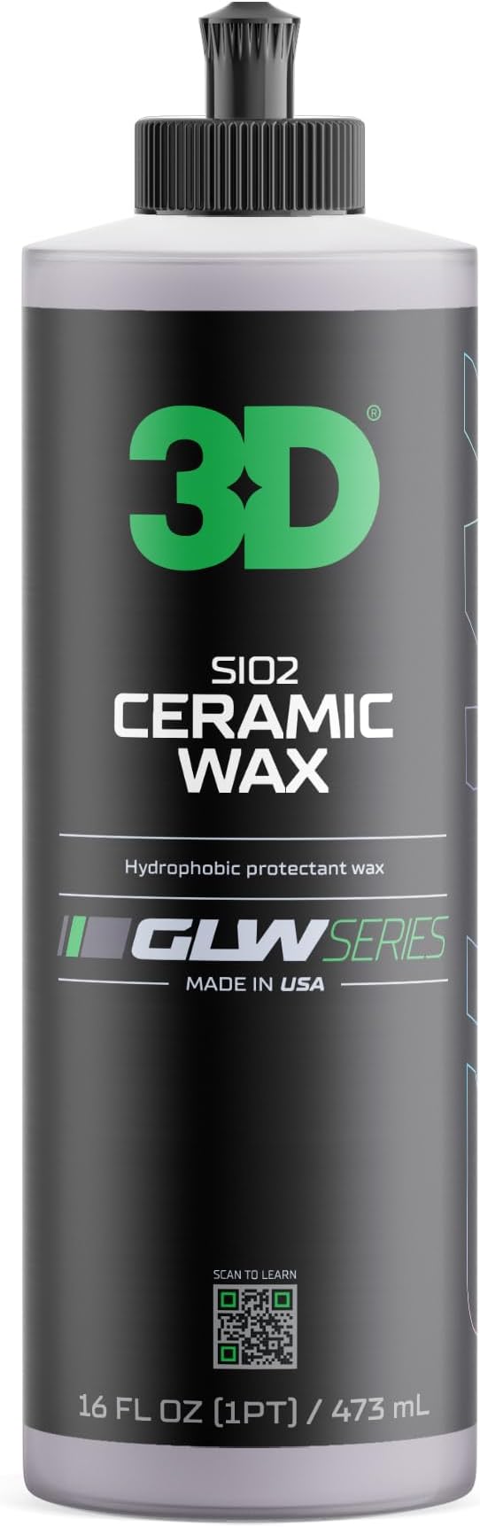 3D GLW Series Ceramic Wax SiO2 Infused Car Wax for Ultimate Gloss, Hydrophobic Protection & Easy Application | Ultra Slick Shine | Made in USA 16 oz