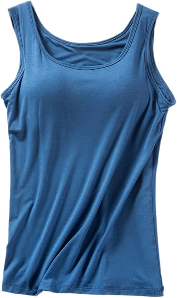 Cicilin Women's Tank Tops with Built-in Shelf Bra, Basic Padded Camisoles