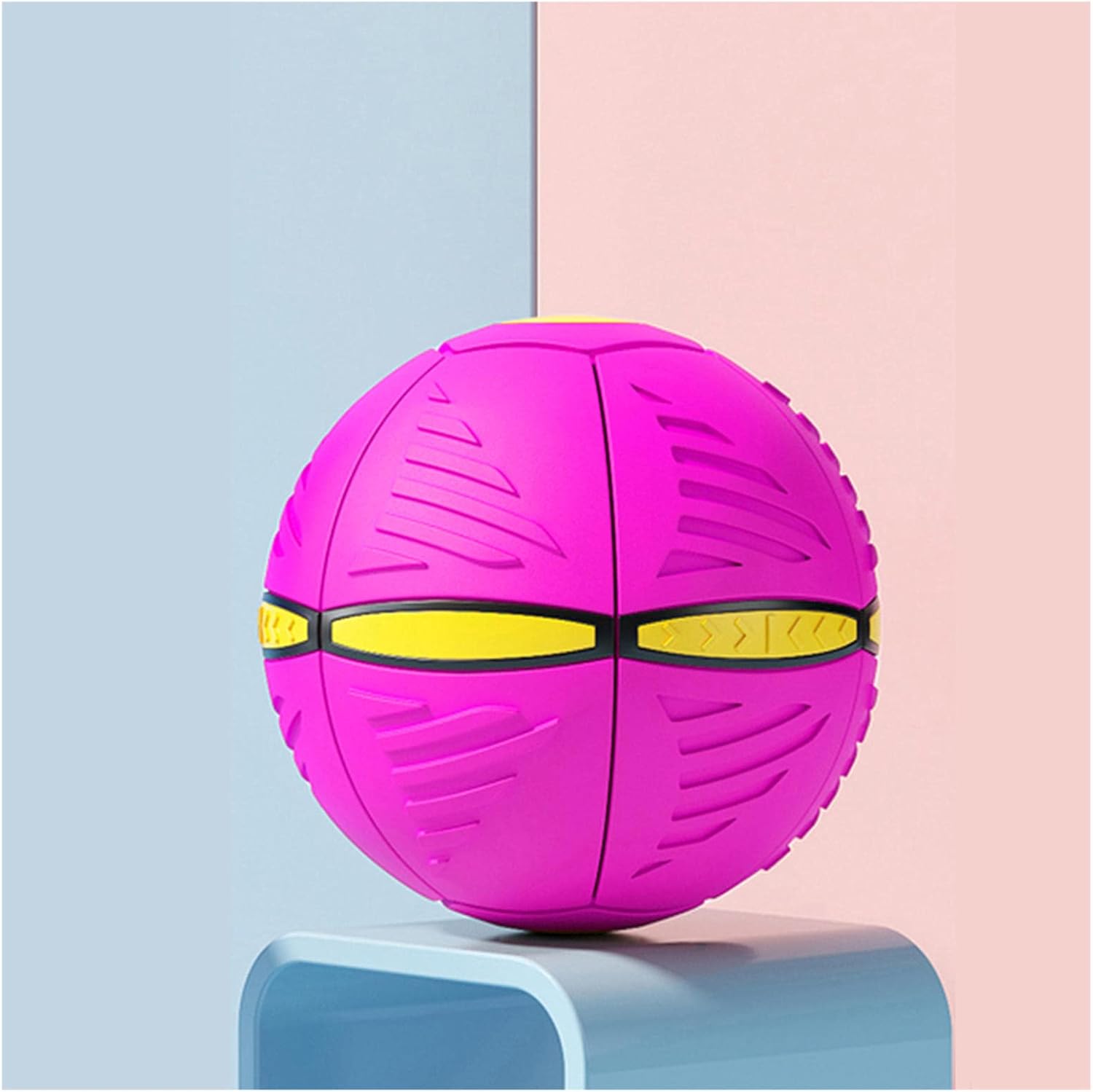 Deformed Flying Saucer Ball, Dog Balls for Medium Dogs Durable Toys Phlat Ball, Flying Disc Turns Into A Ball,Purple-1PC
