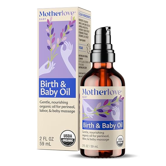 Motherlove Birth & Baby Oil (2 oz) | Gentle Lavender-Infused Oil for Perineal, Labor & Baby MassageNon-GMO, Organic Herbs