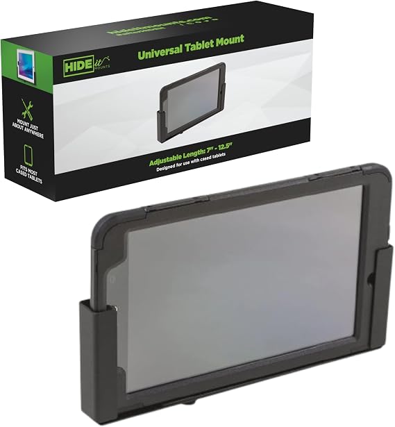 HIDEit Mounts Uni-T Universal Tablet Wall Mount - Adjustable Black Steel Tablet Mount for iPad, iPad Pro, iPad mini, Samsung Galaxy Tablet and Surface Pro