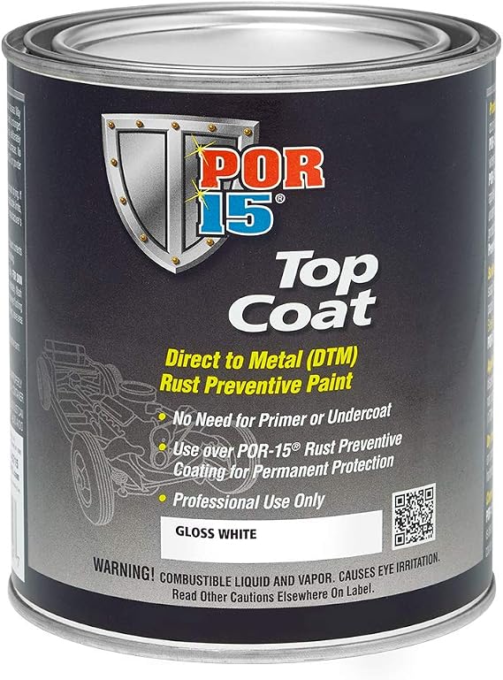 POR-15 Top Coat Paint, Direct to Metal Paint, Long-term Sheen and Color Retention, 16 Fluid Ounces, Gloss White