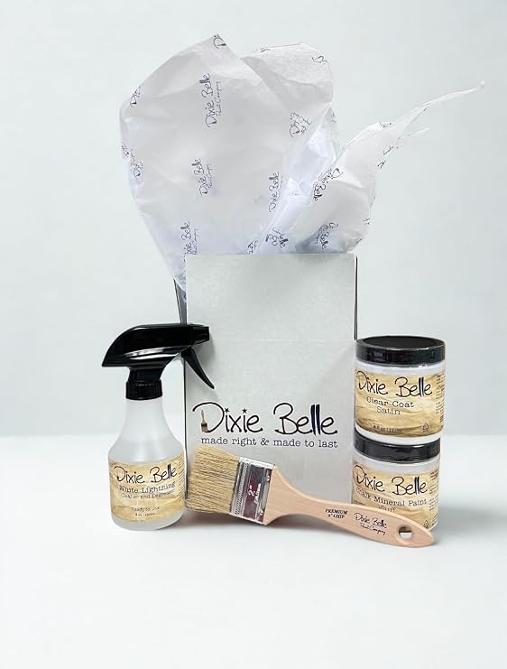 Dixie Belle Chalk Mineral Paint Kit | DIY Painting & Craft Kit | All-In-One Gift Set with Cleaner, Paint & Brush for Crafters, Artists & Holidays - Fluff | DIY Painting & Craft Kit | All-In-One Gift Set with Cleaner, Paint & Brush for Crafters, Artists & Holidays
