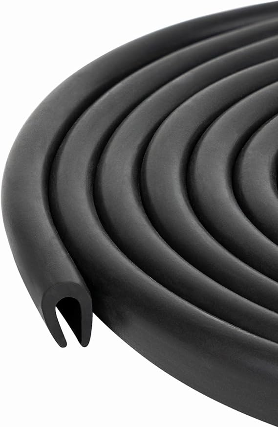 Black U Channel Edge Trim Seal EPDM 33/64" high X 11/32" Wide (25 Feet)