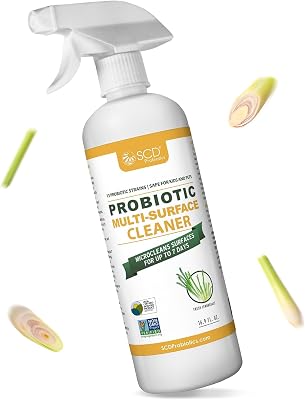 SCD Probiotics All-Purpose Household Spray Cleaner Plant-Based Enzyme Cleaner That Works Multi-Purpose Probiotic Surface Cleanser With Lemongrass Essential Oils 16.9 Oz
