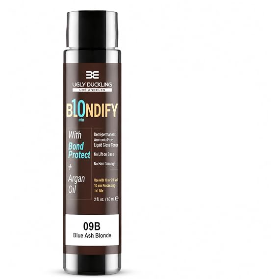 Ugly Duckling Blondify 9B | Blue Ash Blonde | BondProtect Liquid Gloss Toner | Neutralizes Orange & Yellow | Ammonia-Free | PPD-Free | Paraben-Free | 10 Mins | Ash Blonde Finish
