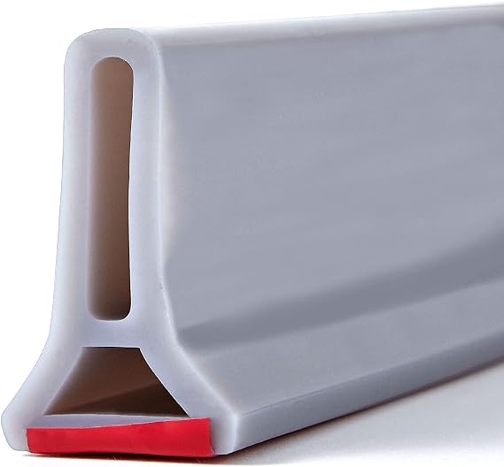 Water Dam for Shower, 39/78Inch Shower Threshold Water Dam Barrier,Shower Dam Water Stopper for Frameless Shower Door Bottom, Dam Water Barrier for Kitchen Sink, Bathroom, Shower(Gray,1m/39.3in)
