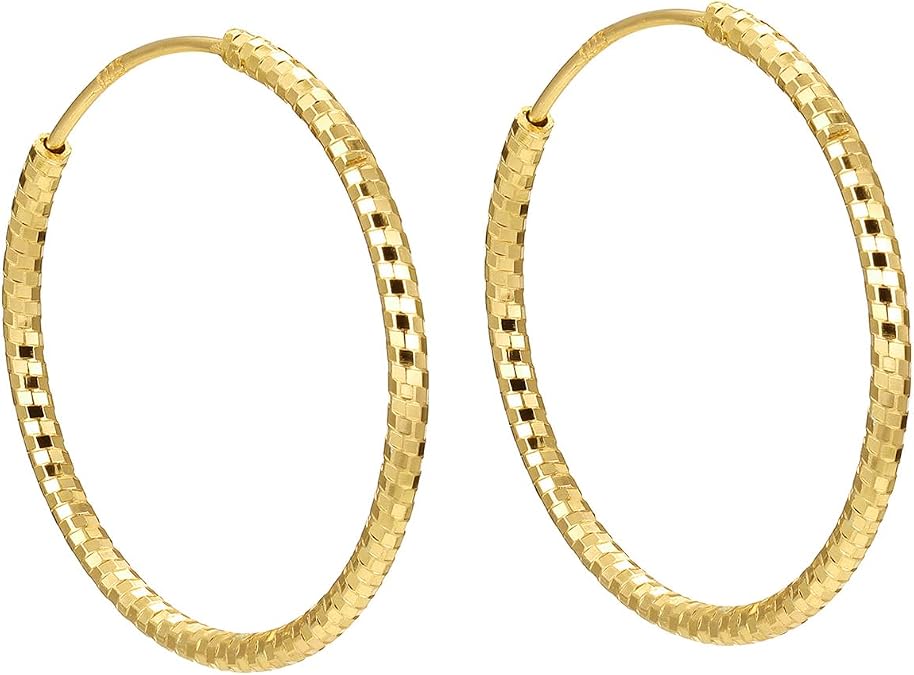 Hoop Earrings 14K Gold Plated Lightweight Chunky Gold Hoops Earring For Women(40MM Hoop Earrings)