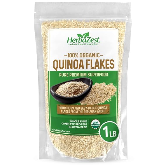 HerbaZest Quinoa Flakes, 1 lb USDA Organic, Gluten-Free, Complete Protein