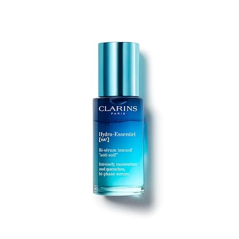 Clarins Hydra-Essentiel Bi-Phase Face Serum | Intense Hydrating Serum| 60 Seconds to Plumper Skin* | 24H Hydration* | Double Dose Of Hyaluronic Acid | Lightweight | All Skin Types | 1 Fl Ounce