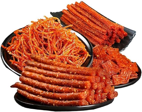 4 kinds of spicy noodles series , Latiao,Handmade Spicy Stick Spicy Bar, Spicy Strip Small Gluten Spicy Silk Sweet Spicy Flavor Chinese Snacks Instant Snacks Spicy Leisure snacks (1 bags)