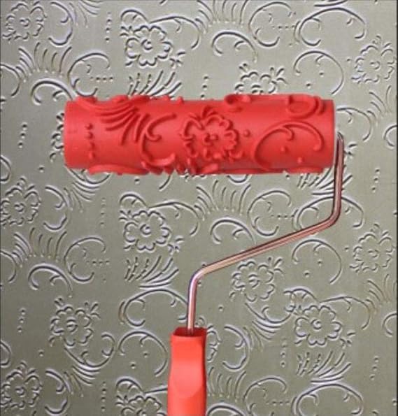 canjoyn 7" DIY Patterned Paint Roller Decorative Rubber Roller with Plastic Handle
