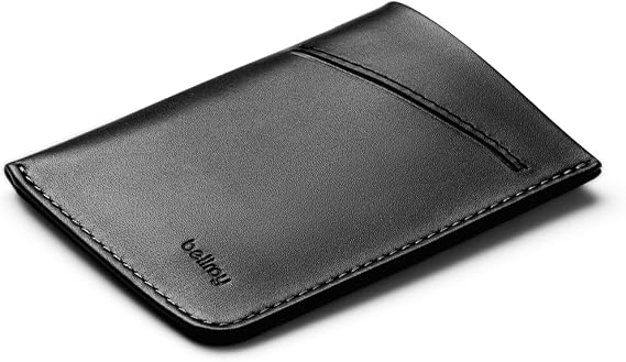 Bellroy Card Sleeve (Premium Leather Card Holder or Minimalist Wallet, Holds 2-8 Cards or Business Cards, Folded Note Storage) - Black