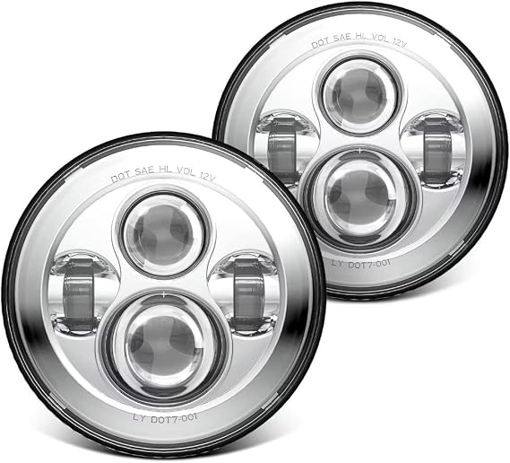 LX-LIGHT 1000% Bright 7 Inch LED Headlights Anti-glare Round H6024 LED Headlight Compatible with Jeep Wrangler JK JKU TJ LJ Chevy Ford GMC Dodge etc DOT Approved Hi/Low Sealed Beam Chrome