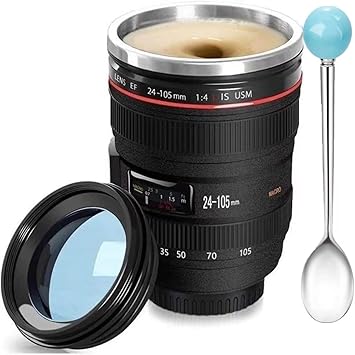 Chasing Y Camera Lens Coffee Mug,Camera Lens Mug,Fun Photo Coffee Cup Stainless Steel Lens Mugs Thermos Great Gifts for Photographers,Friends Travel Coffee Mug,School Rewards