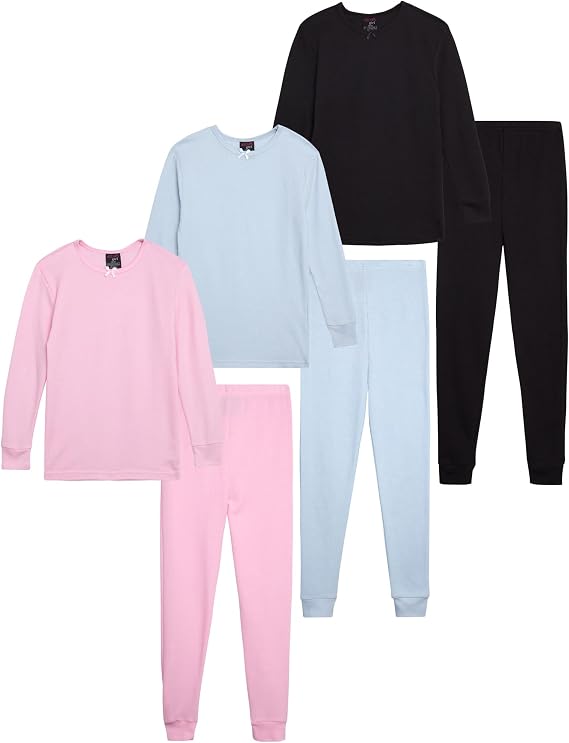 dELiA*s Girls Thermal Underwear - 6 Piece Waffle Knit Long Sleeve Thermal Shirt & Long Johns Girls Thermal Pants Set (2T-16)