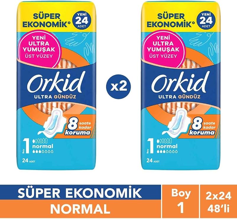 Orkid Ultra Normal Boy 1 Hijyenik Ped, 24 Adet, 2'li Set
