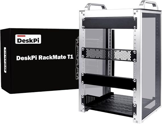 GeeekPi DeskPi RackMate T1, 10 Inch 8U Network Rack, 200mm Depth Mini Server Rack with Rack Shelf & Blank Panel, for 10 Inch AV, NAS and Network Equipment (Silver)