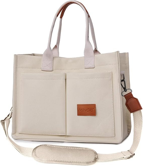 Canvas Tote Bag for Women,Large Totes Bags with Pockets,Womens Crossbody Purse Handbags for Travel Work Gift,2 Sizes