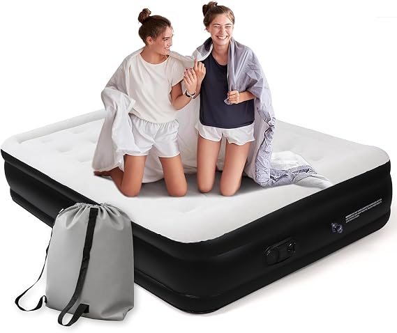 Air Mattress Full with Built in Pump, Upgraded 18 inch Raised Comfortable Blow Up Airbed with Carrying Bag, Portable Inflatable Mattress for Camping, Home, Guests