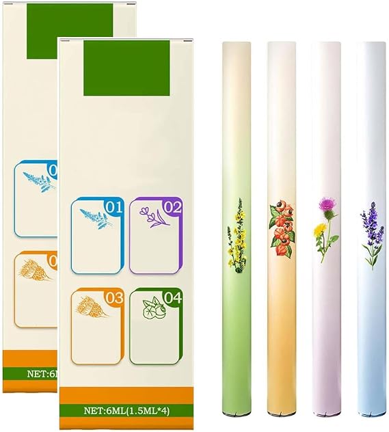 4Pcs Herbal Diffuser Pen, Portable Aromatherapy Inhaler Stick, Dual-Action Herbal Purifier Pen, Plant-Based Vaporless Fum Inhaler for Cleanse, Breathing Aid & Oral Freshening (2Box)