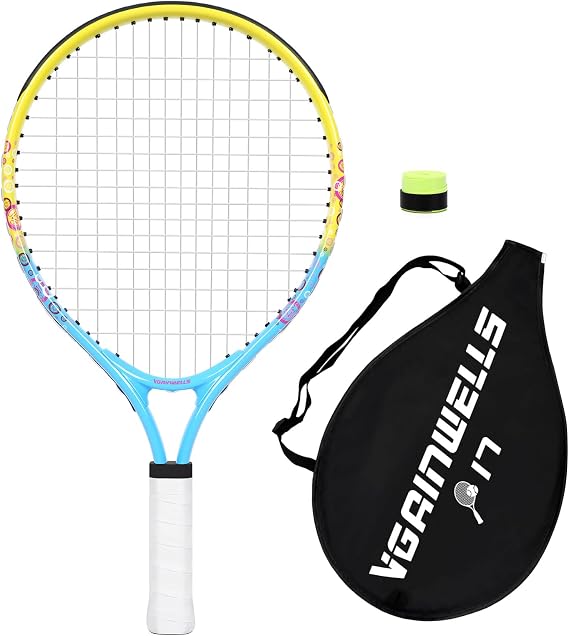 17"-23" Kids Tennis Racket for Aged 2-9, Lightweight and Durable, Including 1 Toddler Tennis Racket and 1 Replacement Grip Tapes
