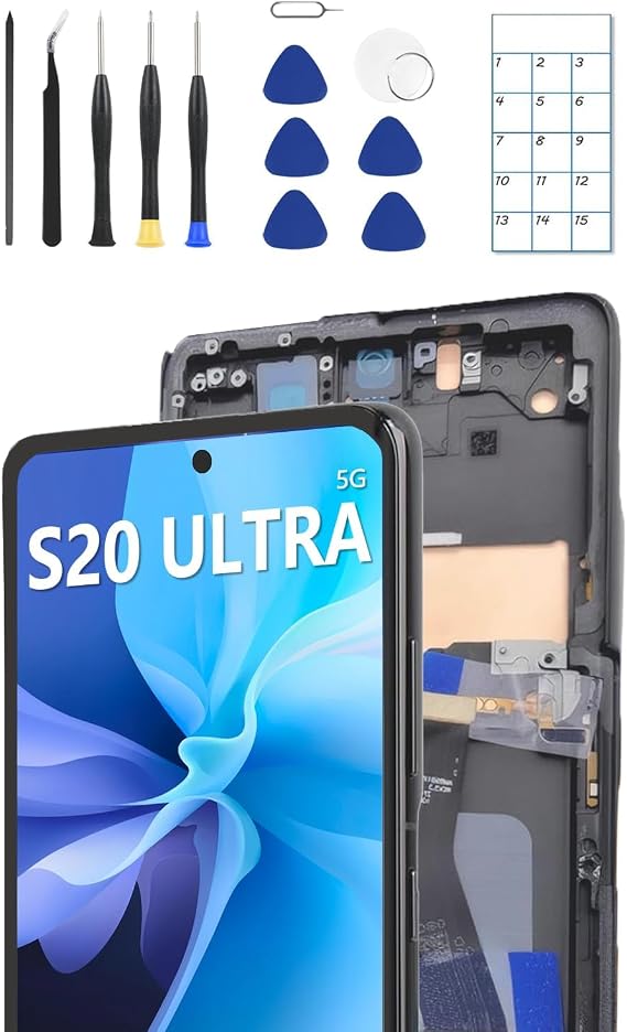for Galaxy S20 Ultra OLED Screen Replacement with Frame and Tools