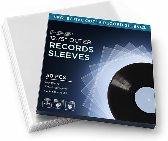 TNP Vinyl Record Outer Sleeves, 50 Pack, 12.75"x12.75" Album Cover Sleeves