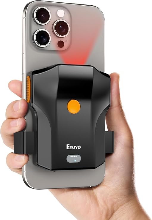 Eyoyo Portable Phone Back Clip 1D Bluetooth Barcode Scanner Wireless