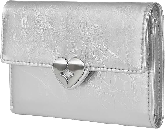 YOXIER womens wallet,Minimalist Genuine leather Wallet,RFID Blocking Front Pocket wallet Wallet for women trifold Compact (silver)