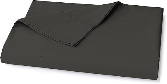 Lane Linen 100% Organic Cotton Queen Size Flat Sheet Only (90"x104") - Super Soft 100% Cotton Queen Flat Sheet - Lightweight & Durable Cotton Bed Sheet - Charcoal