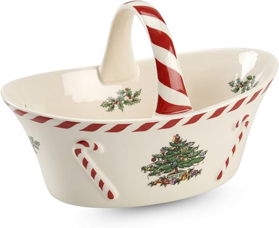 Spode Christmas Tree Christmas Tree Peppermint Handled Basket