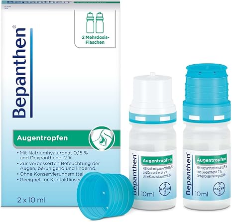 Bepanthen Eye Drops I Dry Itchy or Burning Eyes I 2 x 10 ml