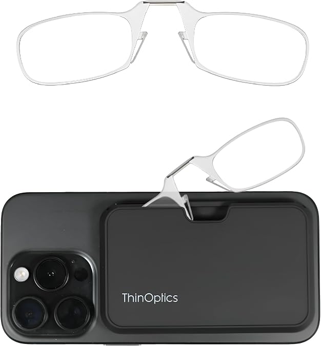 ThinOptics unisex-adult Reading Glasses + Black Universal Pod Case | Clear Frames, 1.50 Strength Readers Clear Frames/Black Case, 44 mm