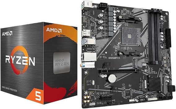 Micro Center AMD 5500 Processor with GIGABYTE B550M K Micro-ATX Motherboard