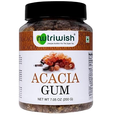 Nutriwish Acacia Gum 7 oz 200g | 100% Natural Prebiotic Fiber | Gut Health Support | Vegan & Gluten-Free | Ideal for Smoothies, Baking & Beverages