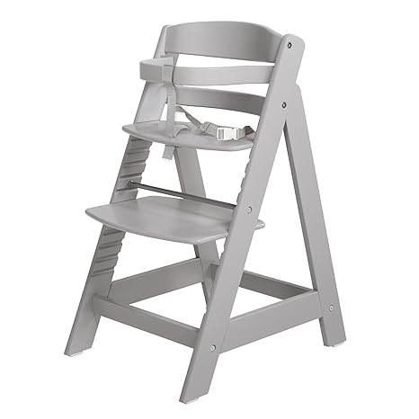 roba Sit Up III Steps High Chair Grows with Your Baby from 6 Months Up Children's High Chair Made of Taupe Wood Chair Maximum Load 70 kg 1 Piece (Pack of 1)