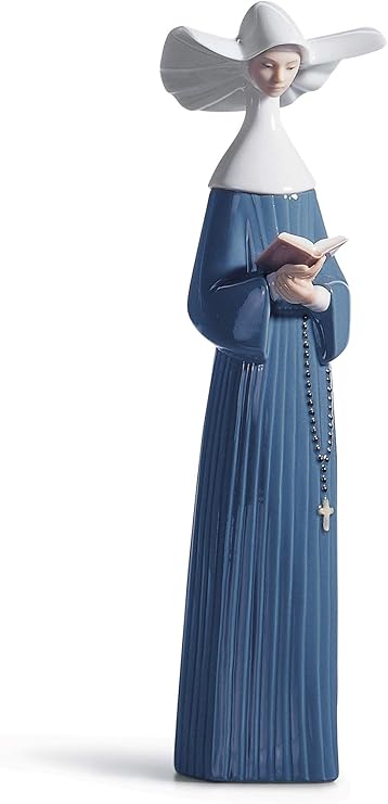 LLADRO Prayerful Moment Nun Figurine. Porcelain Nun Figure.